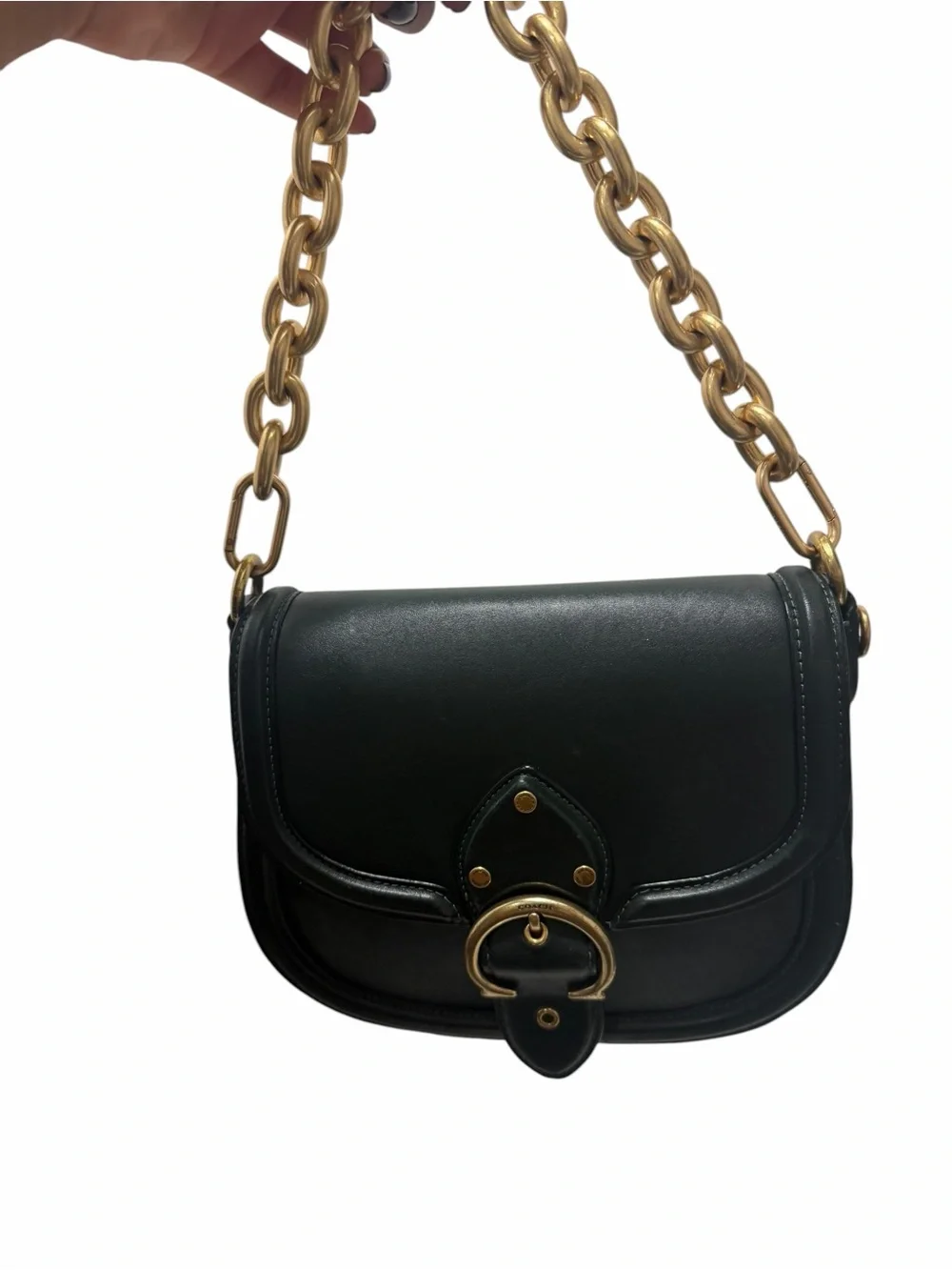 COACH Forest Green Saddle Crossbody Bag with Gold Hardware